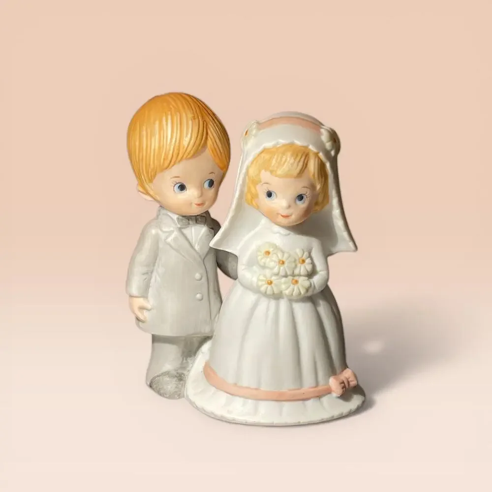 Vtg. 80s Bride and Groom The Christopher Collection Wedding Cake Topper Classic